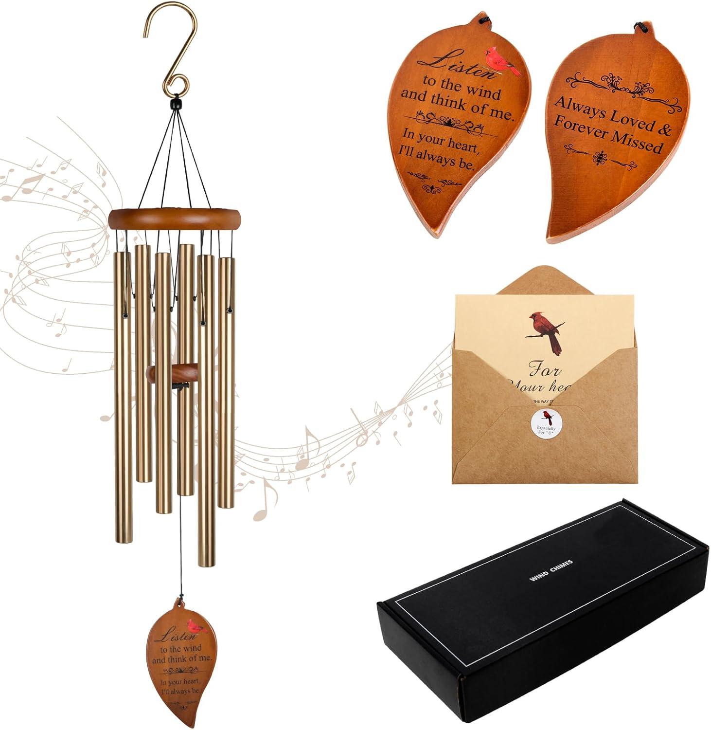 Sympathy Gifts for Loss of Loved One 32" Memorial Wind Chimes for Loss of Loved One Bereavement Condolence Gifts Sympathy Windchimes Memory Wind Chime with Memorial Card