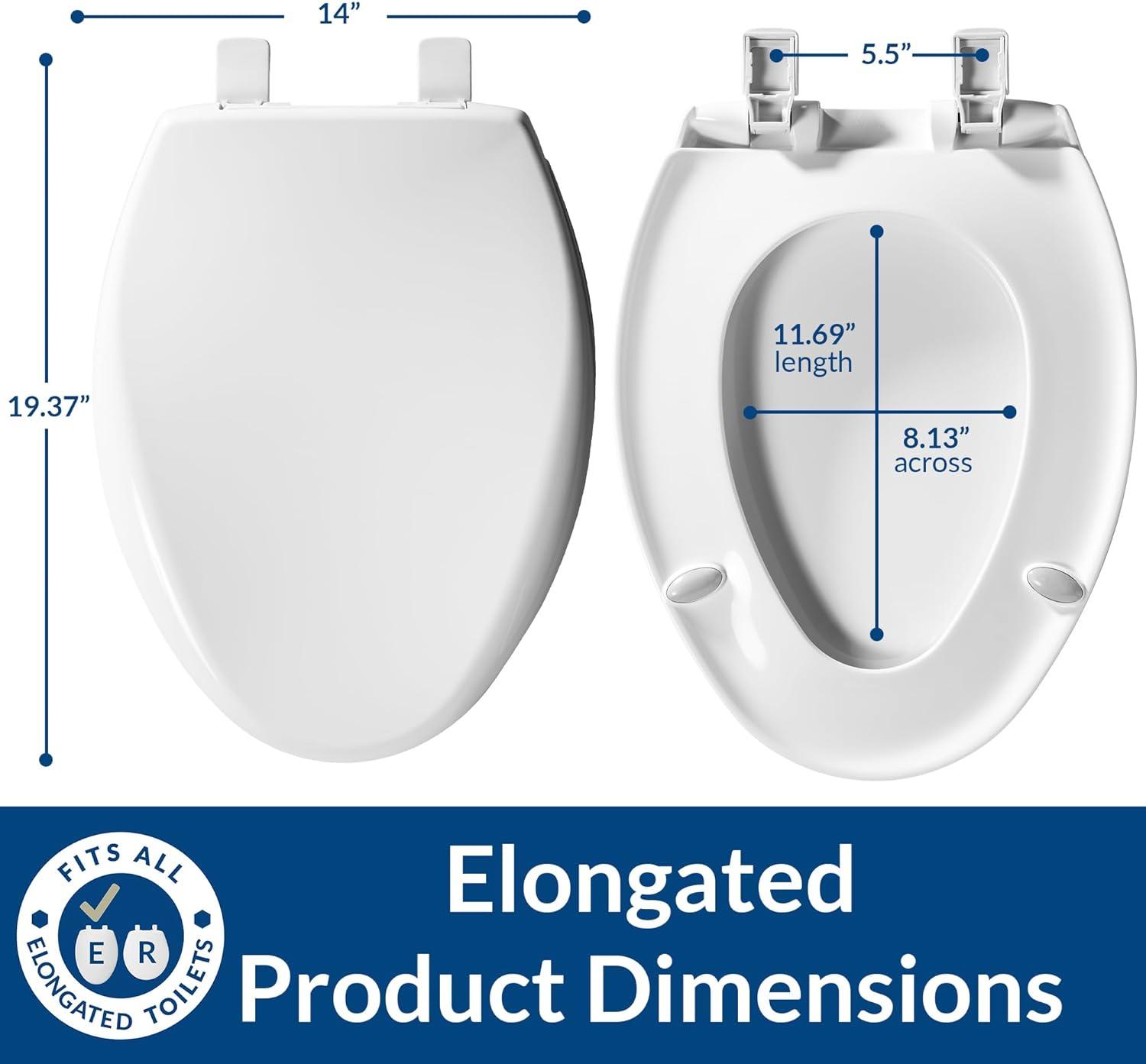 Mayfair by Bemis Affinity Soft Close Elongated Plastic Toilet Seat with Easy Cleaning and Never Loosens Bone: Durable Hinge, Quick Install
