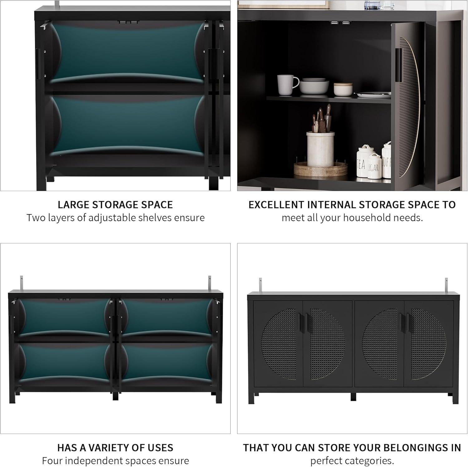 Bay Isle Home™ Buffet Sideboard Cabinets With Storage And Rattan Door