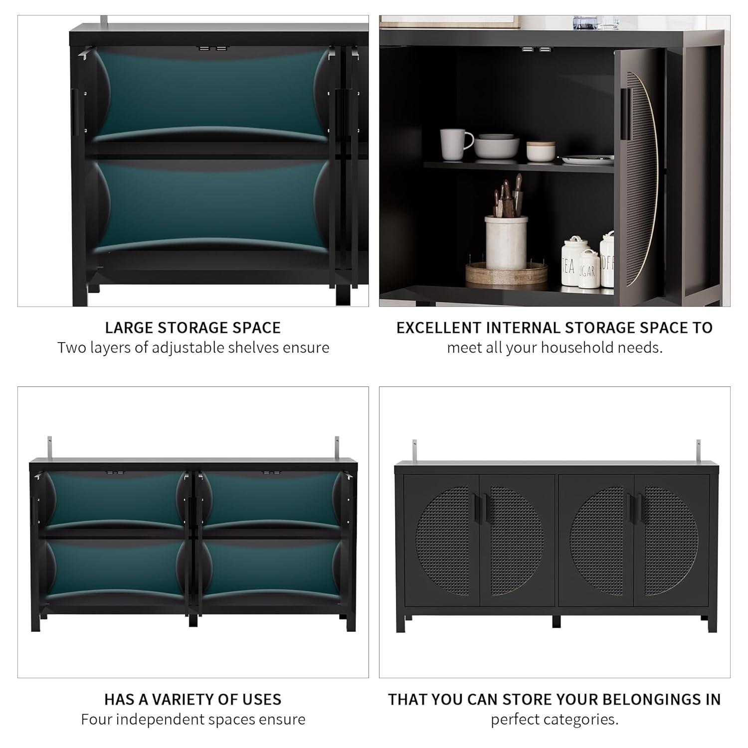 Bay Isle Home™ Buffet Sideboard Cabinets With Storage And Rattan Door