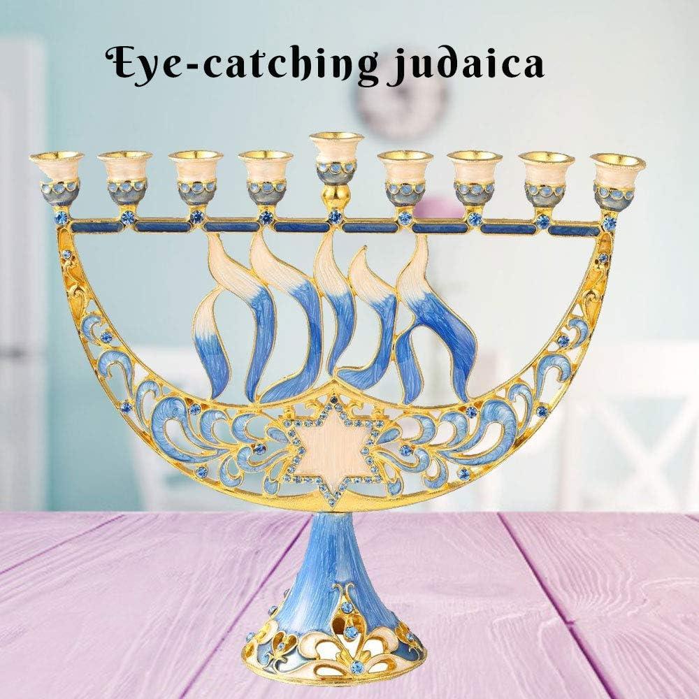 Matashi HandPainted Enamel Menorah Candelabra-Hanukkah Design  Crystal