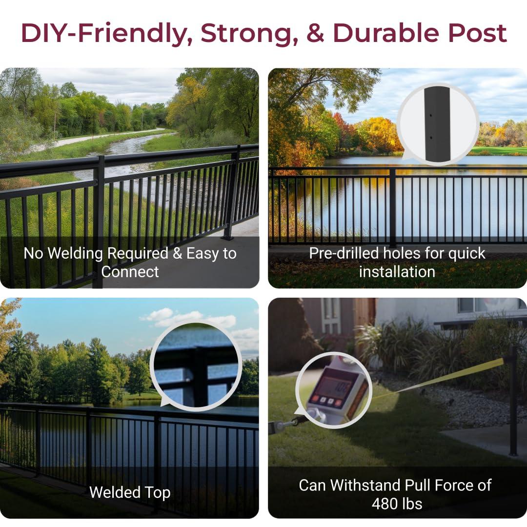 CR Home Metal Railing For Deck, Metal Guard Rail Kit With Balusters For Deck Railing 32 Inch, Wrought Iron Deck Railing Kit And Porch Railing Ideal For Residential And Commercial Use, 6ft Wide