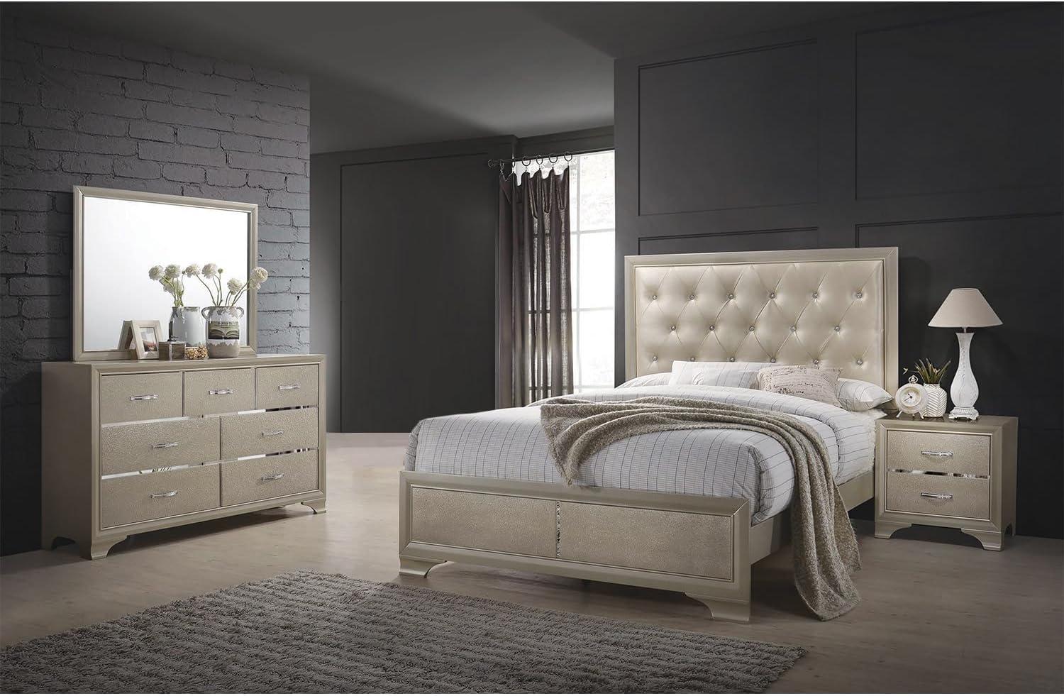 Beaumont Bedroom Set Metallic Champagne