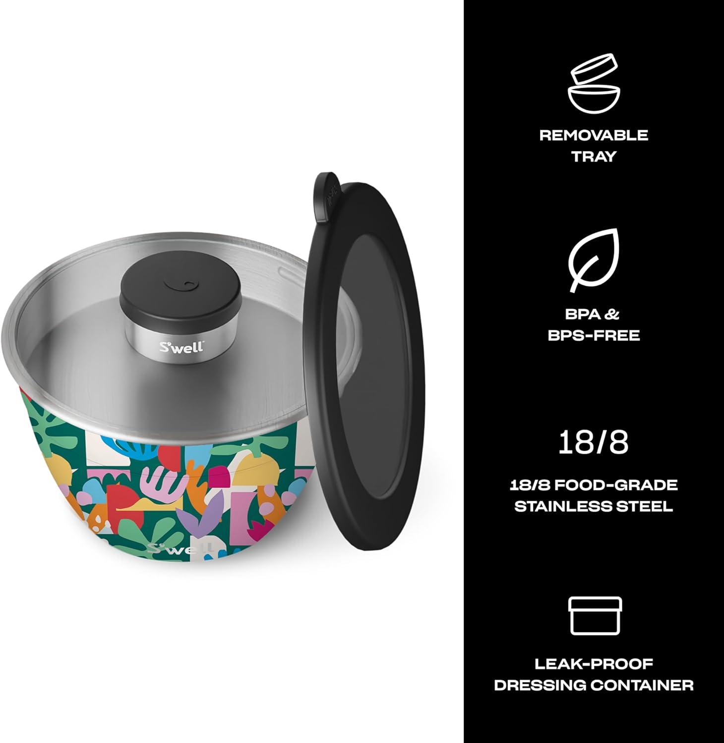 Salad Bowl Kit 64oz, Hillside Lavender, Comes with 2oz Mini Canister and Removable Tray for Organization, Leakproof, Easy to Clean, Dishwasher Safe