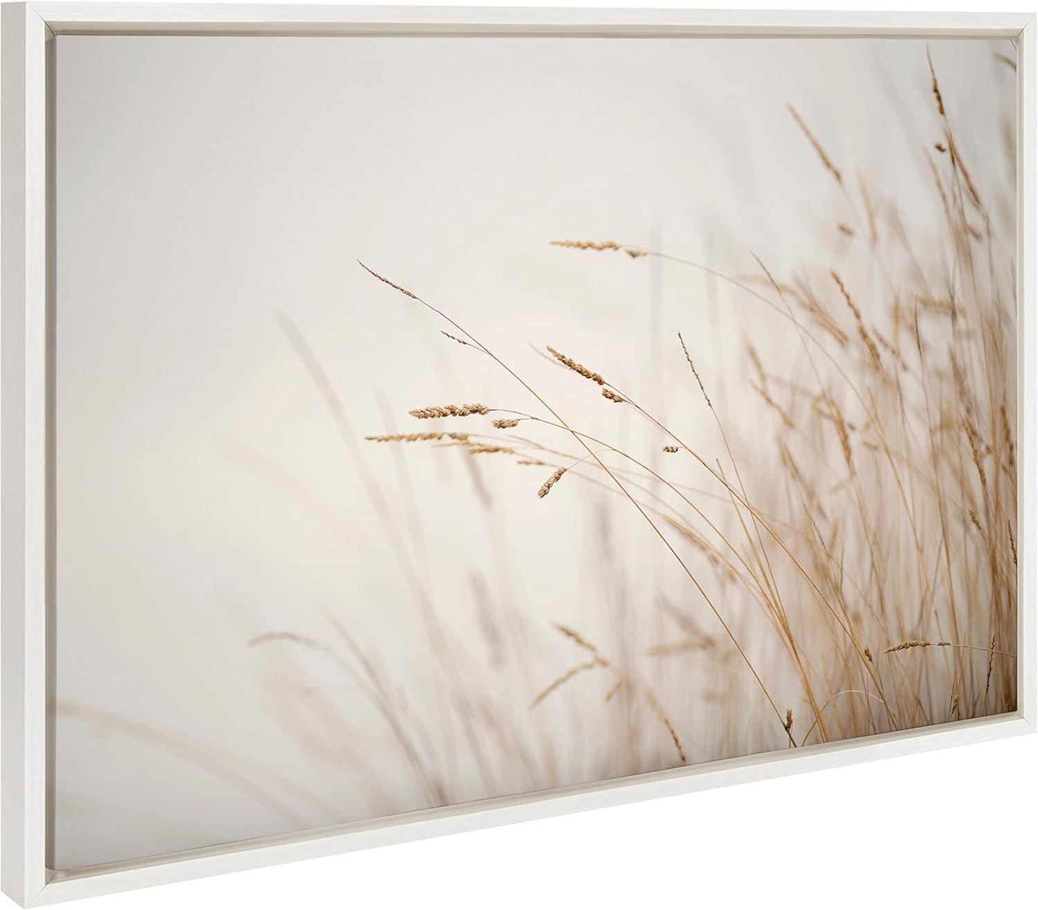 23" x 33" Sylvie Marsh Grass No 1 Framed Canvas by Crystal Lynn Collins White - Kate & Laurel All Things Decor