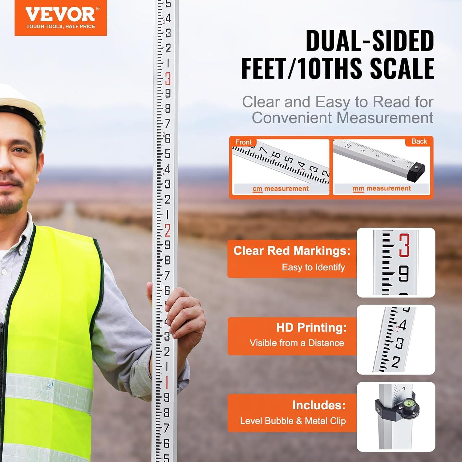 16 ft. Aluminum Telescopic Folding Measuring Rod with Double-Sided Scale