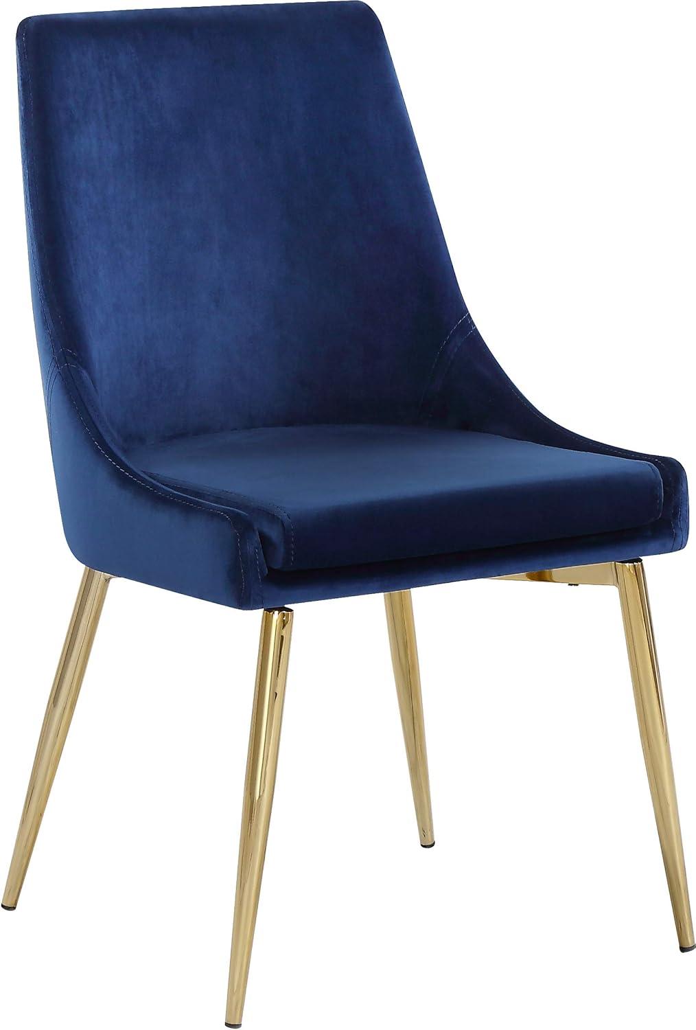 Karina Navy Velvet Dining Chair, Set of 2-Color:Navy Velvet,Finish:Gold,Style:Contemporary