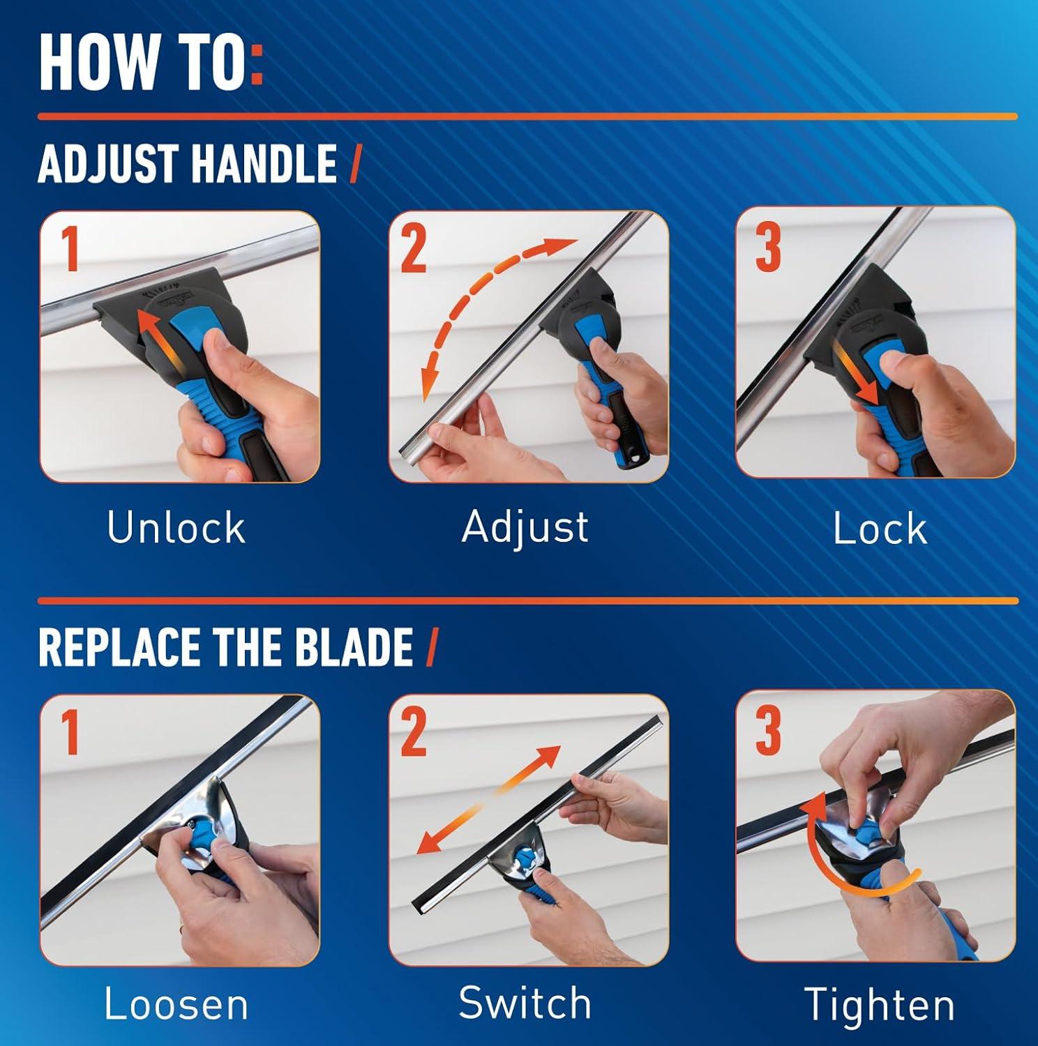 18-Inch Swivel Window Squeegee with Poly Blade