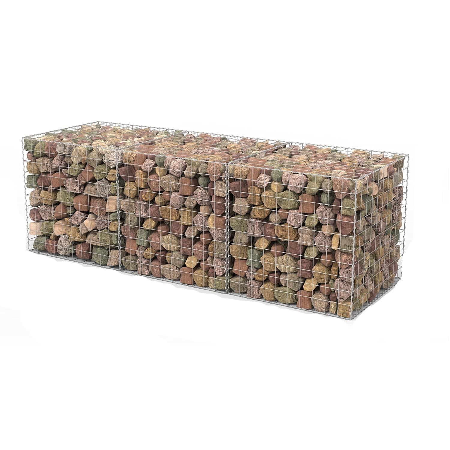 AdirPro Heavy Gauge Welded Gabion Basket, 3 Cubic Feet, 3 pack