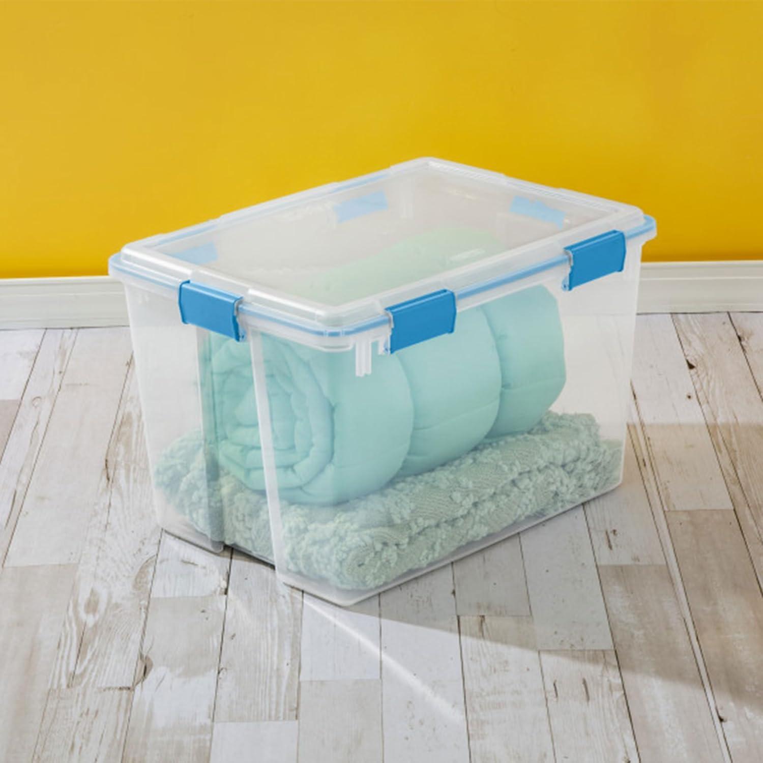 Sterilite 120qrt. Multipurpose Clear Plastic Storage Container Box with Latching Lids and 2 Rear Wheels