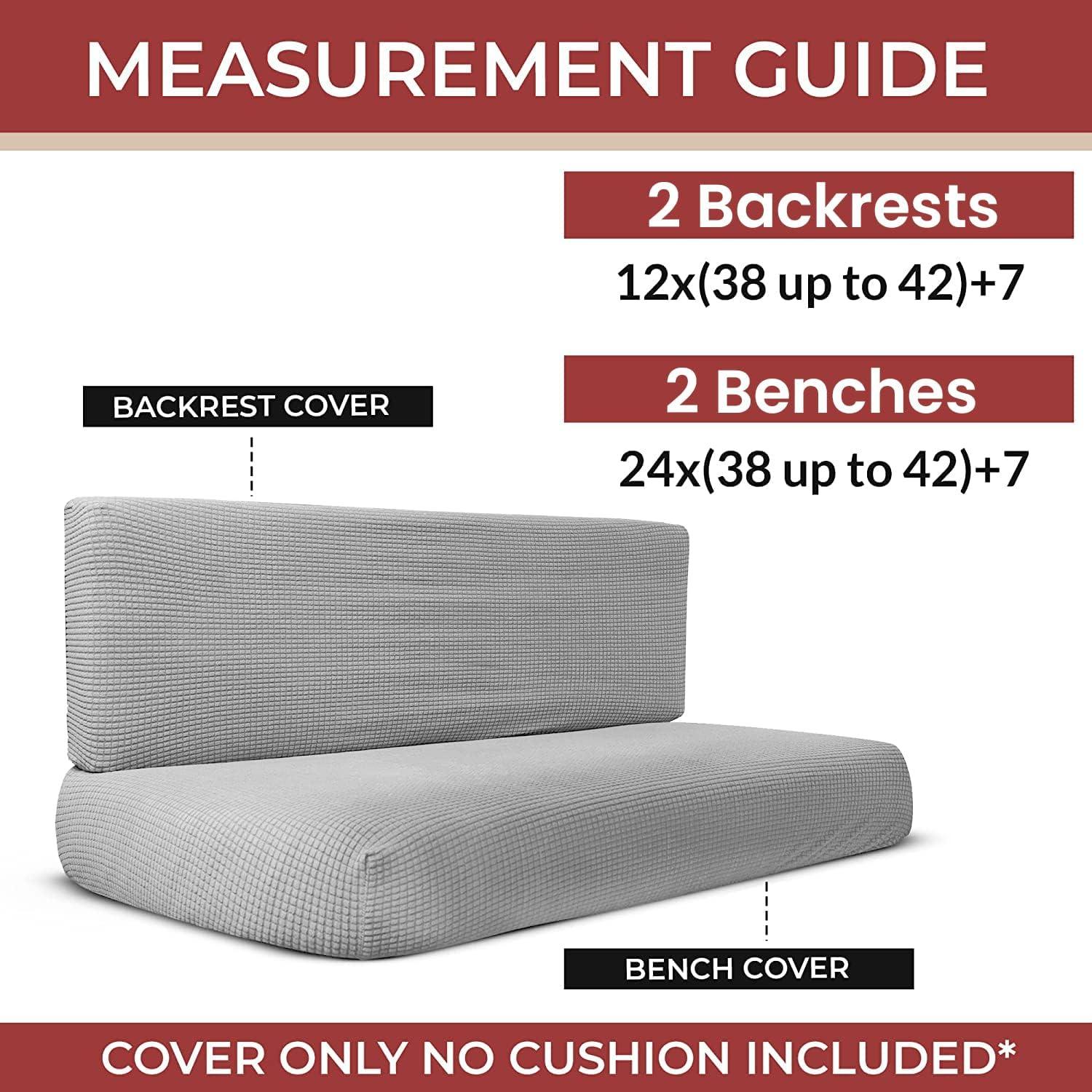 Hudson Comfort RV Dinette Cushion Covers - Microfiber Stretchable Fabric Designed to Fit Wide Variety of Seats - Camper Cushion Slipcovers - Includes 2 Backrest Covers & 2 Bench Covers (Sand, 2 Sets)