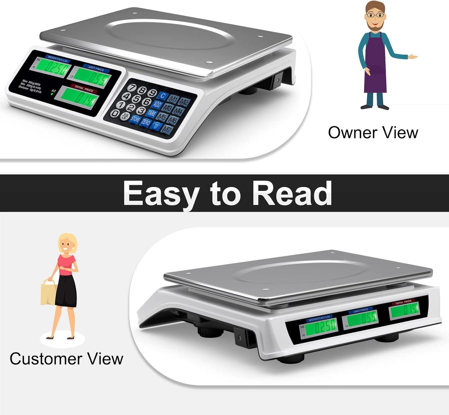 YYAo 66 lbs Electronic Price Computing Scale with LCD Screen Display