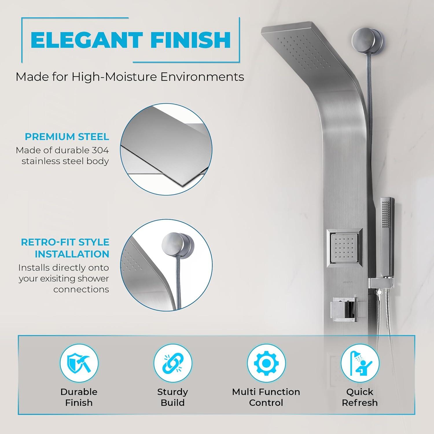 ANZZI Aura 39.37'' Shower Panel with Fixed Shower Head SP-AZ078BS