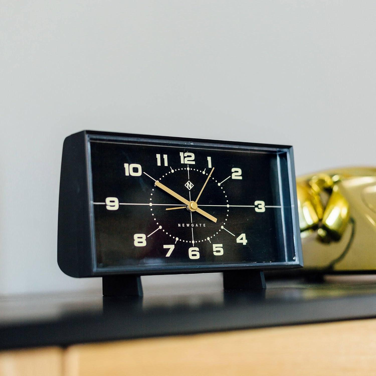 Black Rectangular Acrylic Retro Alarm Clock with Silent Sweep