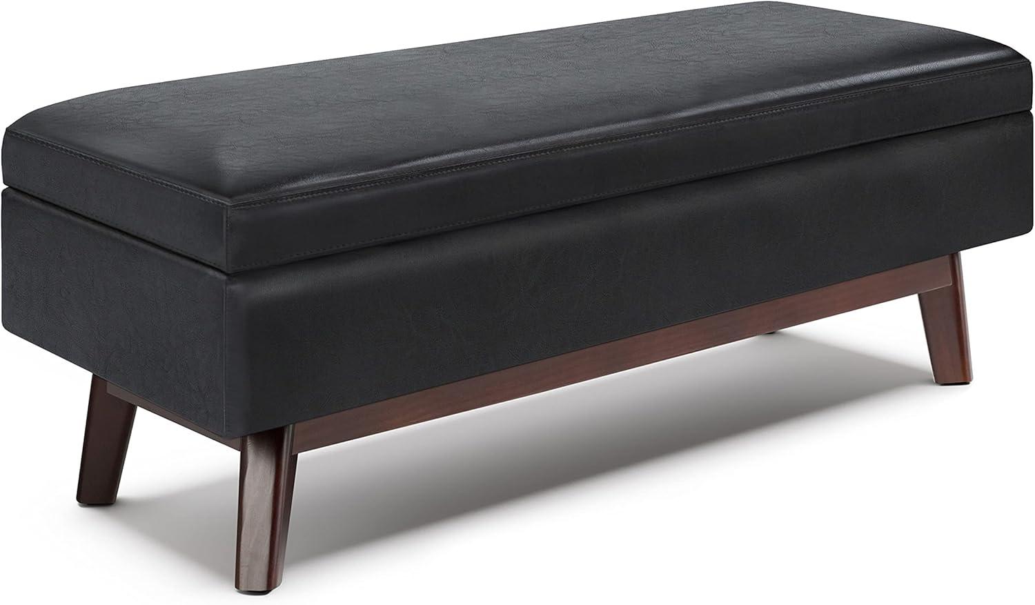 Owen Mid Century Modern Black Rubberwood Cocktail Ottoman