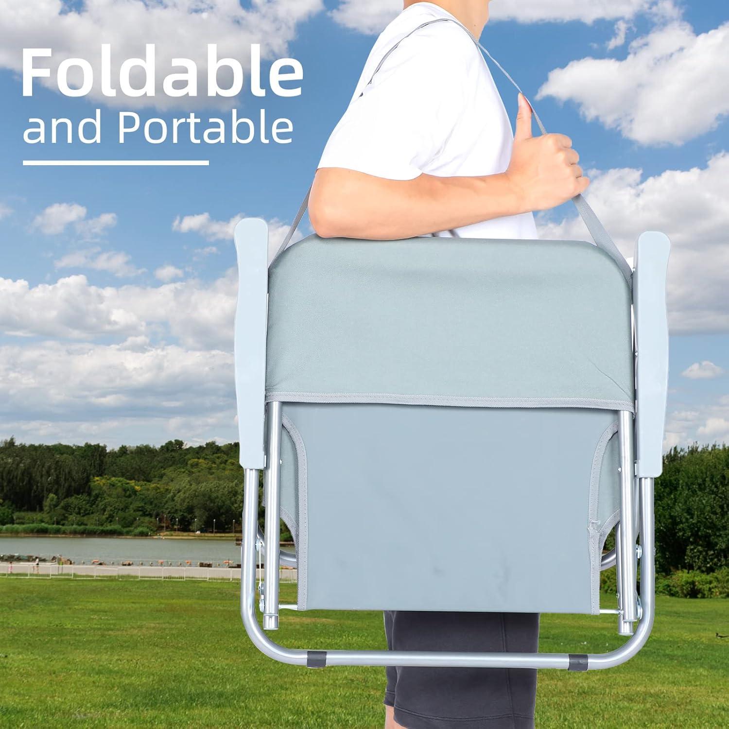 YSSOA Folding Beach Adults, Portable Heavy-Duty Chairs Made of High Strength 600D Oxford Fabric and Steel Frame for Outdoors, Camping, Picnic, BBQ, 1-Pack, Grey (FNCHARCAMP08GV1)