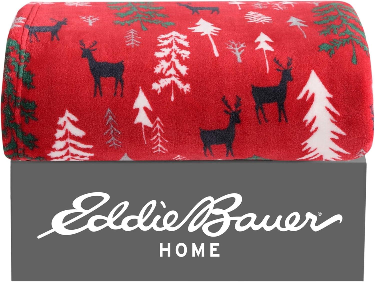 50"x60" Dear Woods Reversible Throw Blanket Red - Eddie Bauer