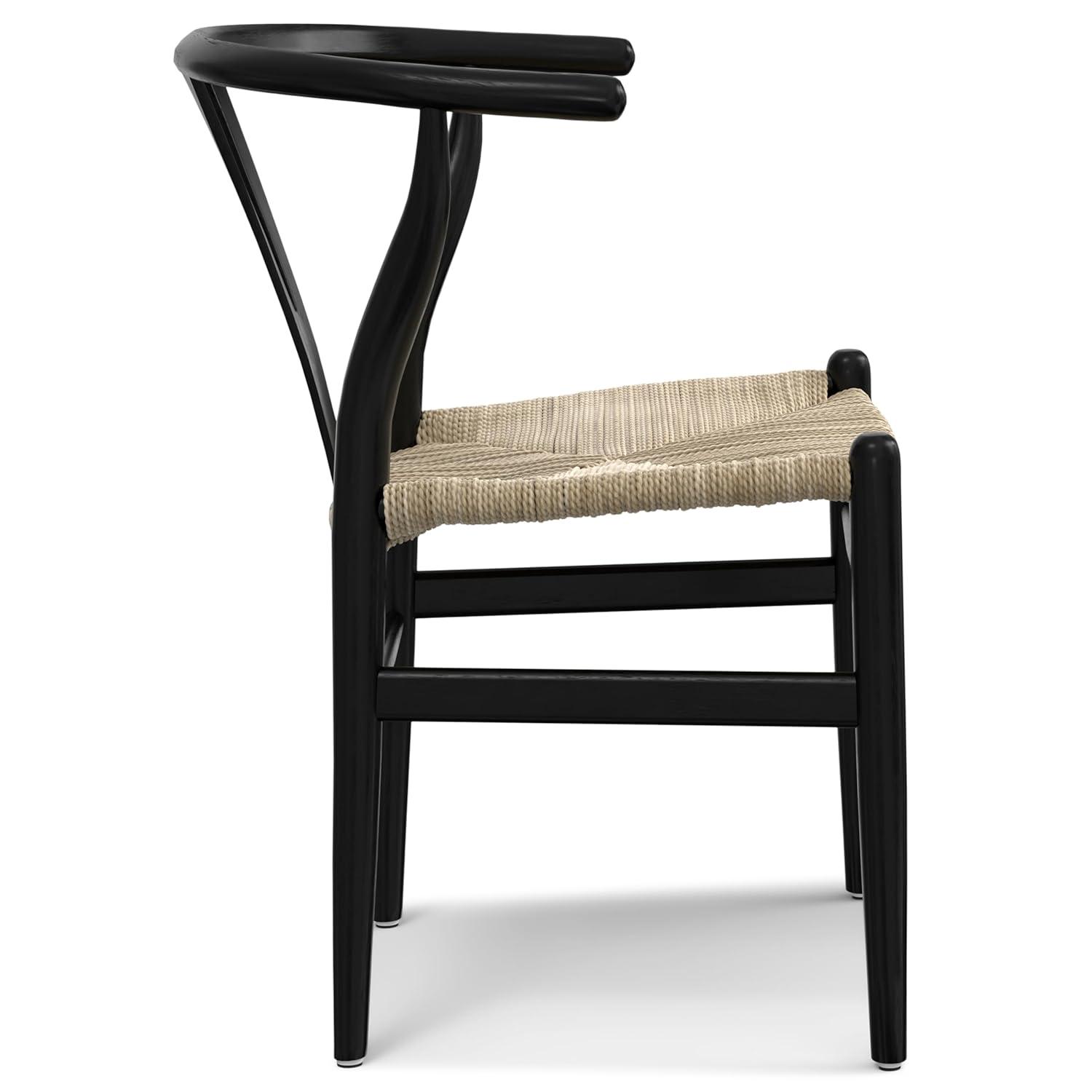 Simpli Home Chocolate Solid Wood Dining Chair with Y-Back Design in Mid-Century Modern Style (Set of 2) (Set of 2)