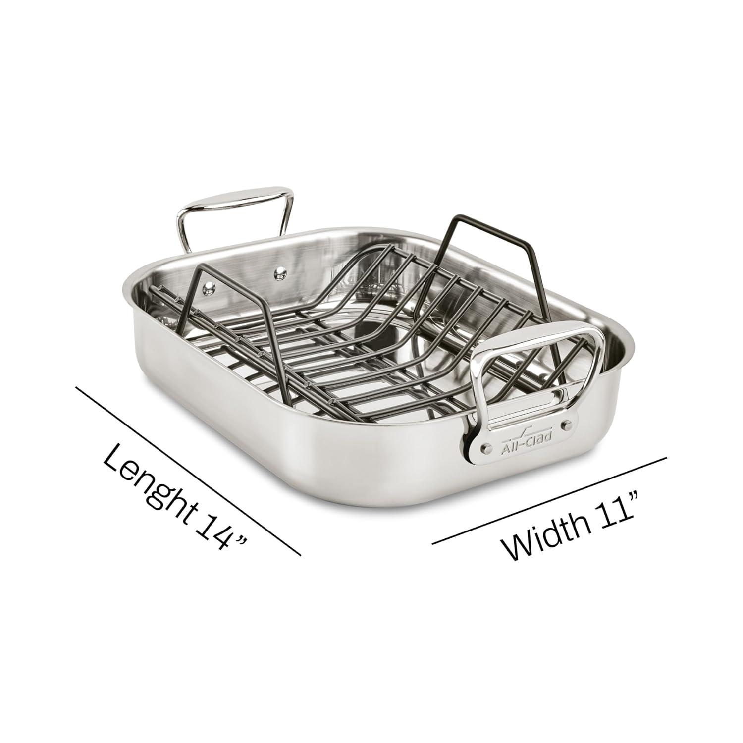 Stainless Steel 14.5" Roaster with Nonstick Rack and Handles