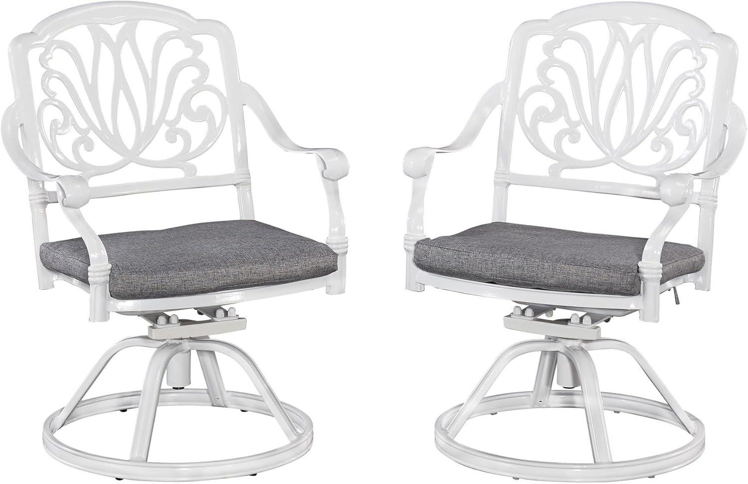 Homestyles Capri Aluminum Outdoor Swivel Rocking Chair in White