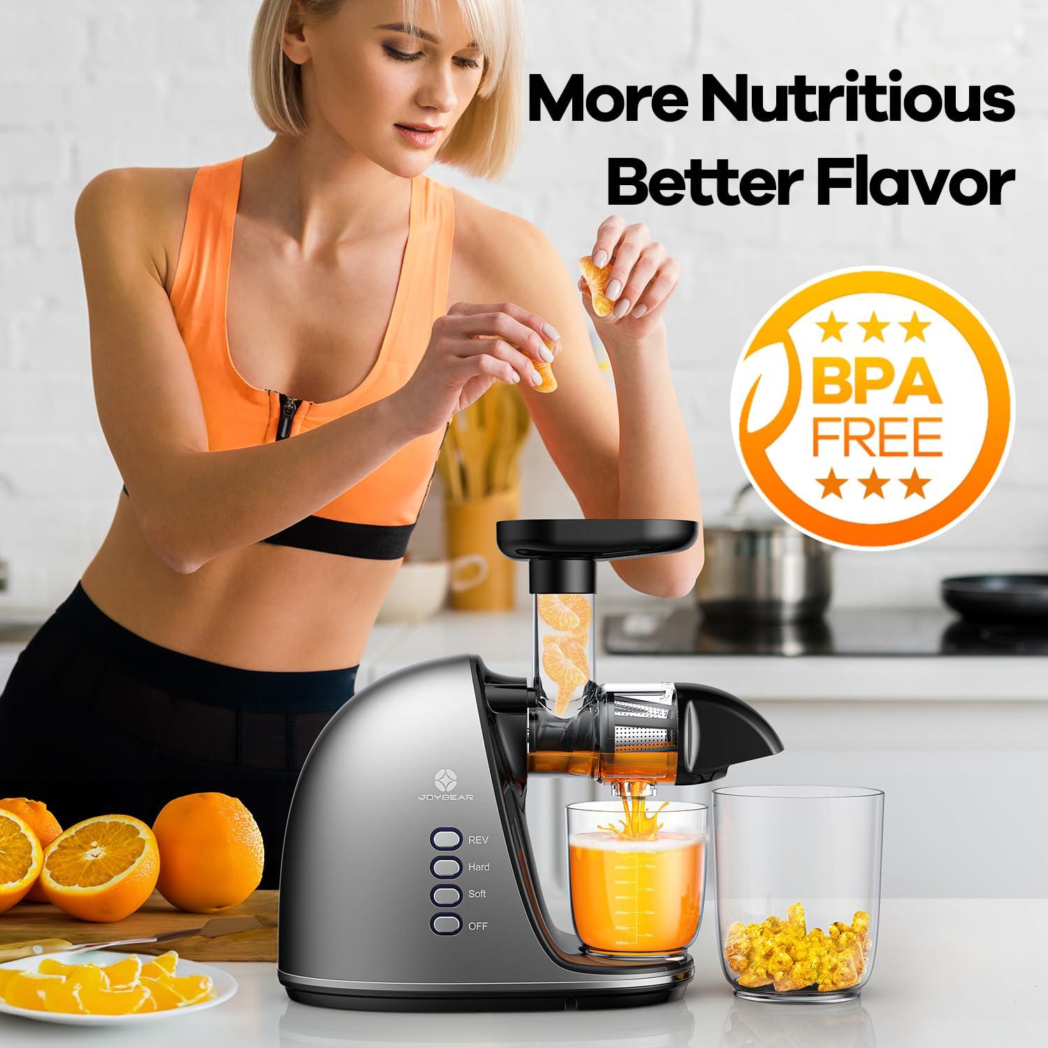 Silver Electric Masticating Juicer with Stainless Steel Blades