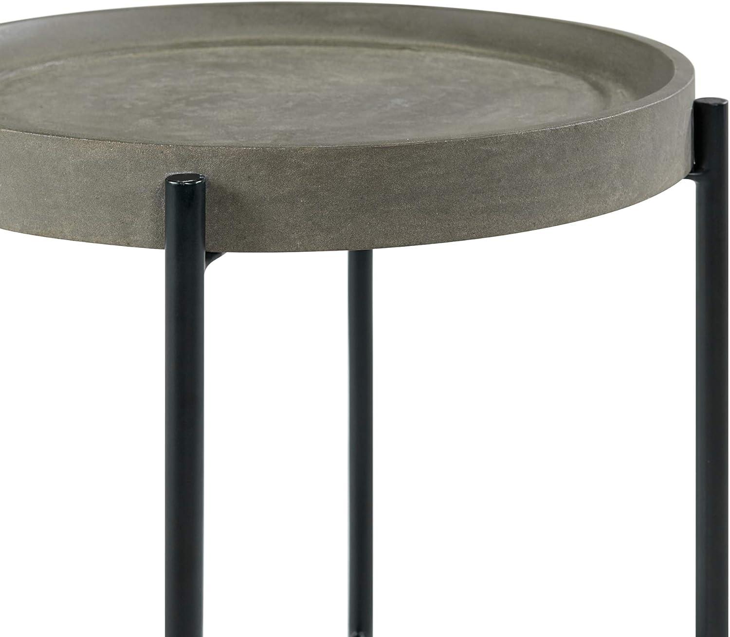 Brookline 22.5" Round Concrete-Coated Wood and Metal End Table