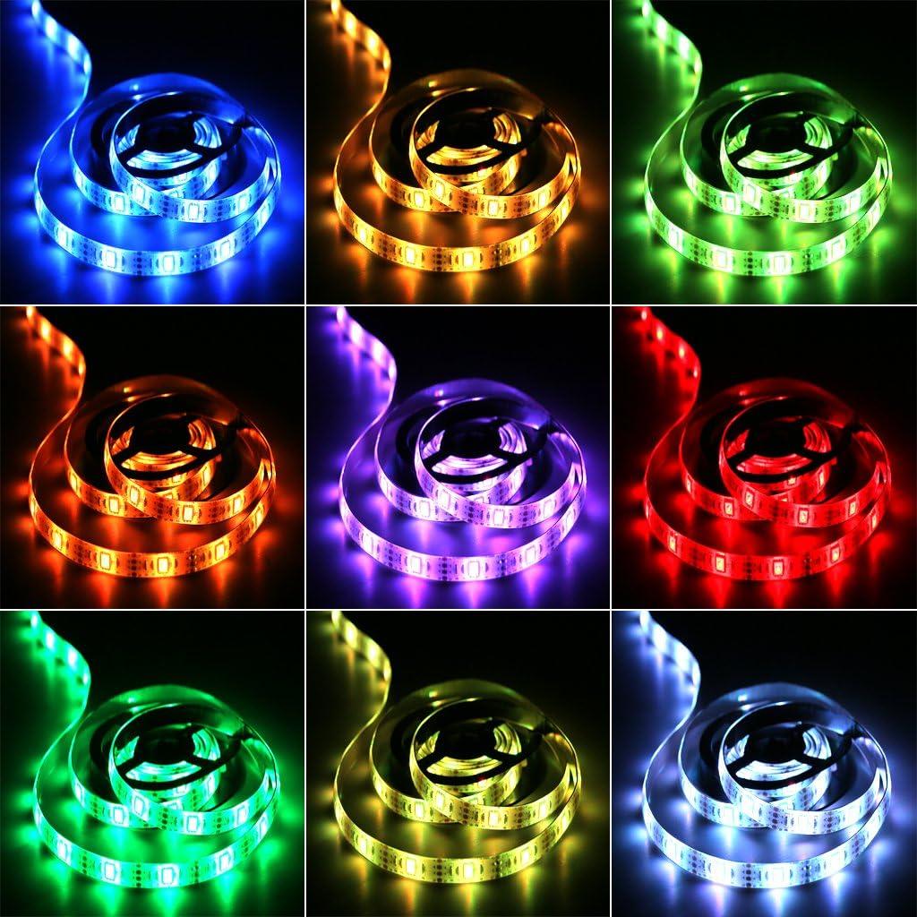 HIKENRI 1M33ft Battery Powered LED Strip Lights Flexible Color Changing RGB LED Light Strip TV Backlight Background Lighting