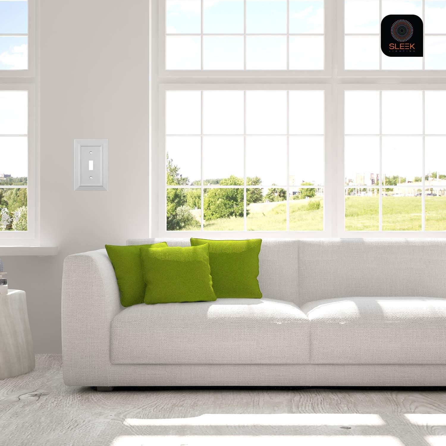 4 Pack Single Decorator Switch Cover Plate White Classic Decorative Decorator Switch Plates Cover 1 Gang Rocker Wall Plate Cover for Duplex Toggle