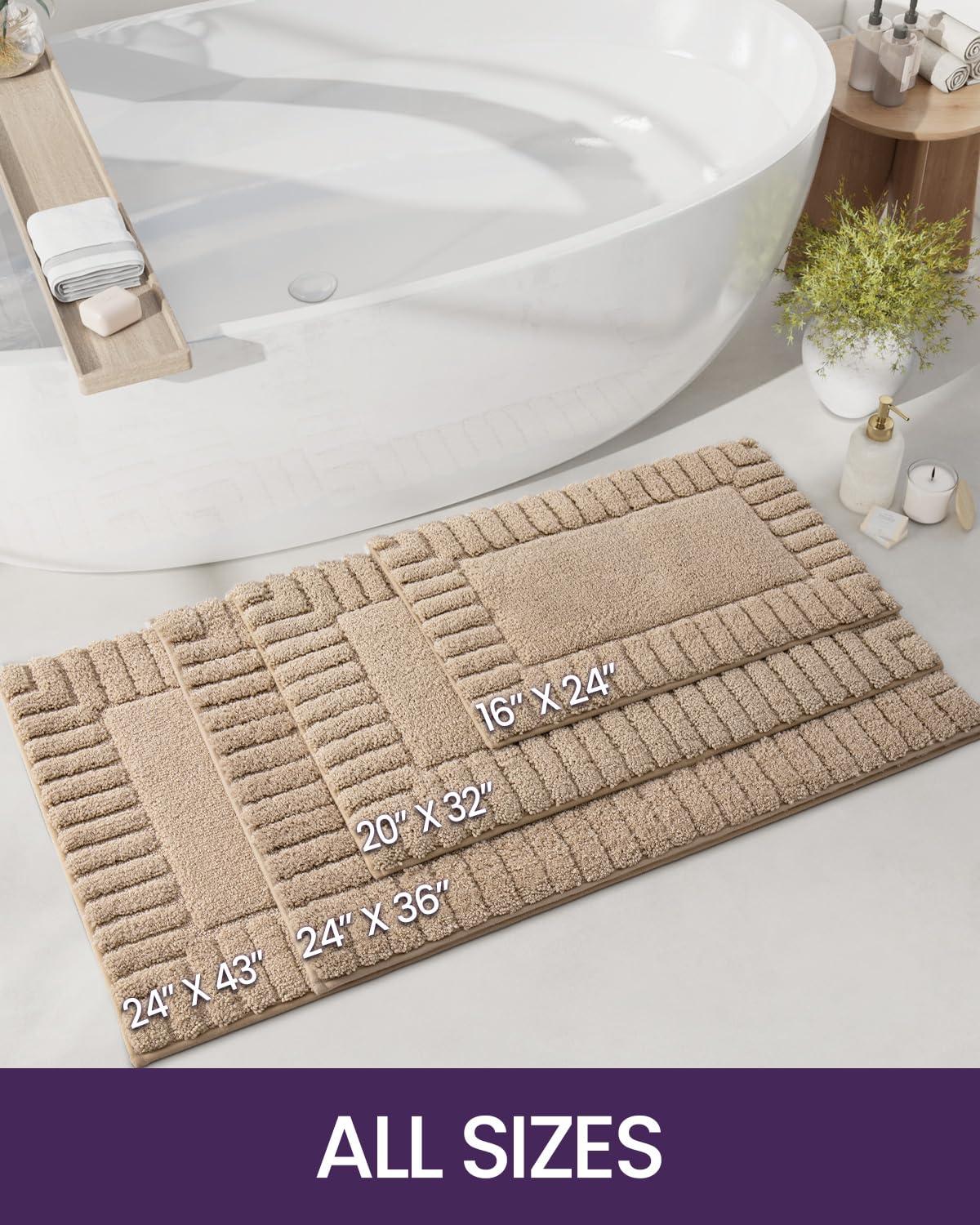 Smiry Microfiber Bathroom Rugs, 16"x24" Soft and Absorbent Bath Rugs, Non-Slip Machine Wash bath mats, Beige
