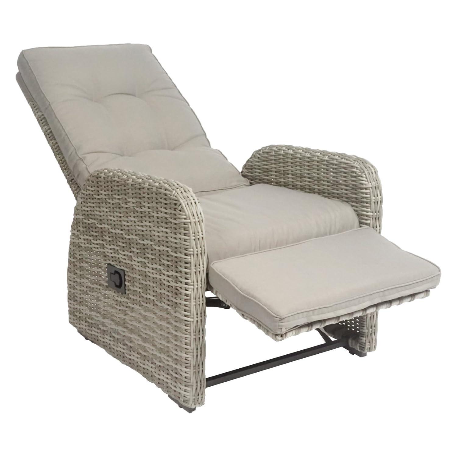 Elle Decor Vallauris 3-Piece Outdoor Reclining Chair Set, Grey