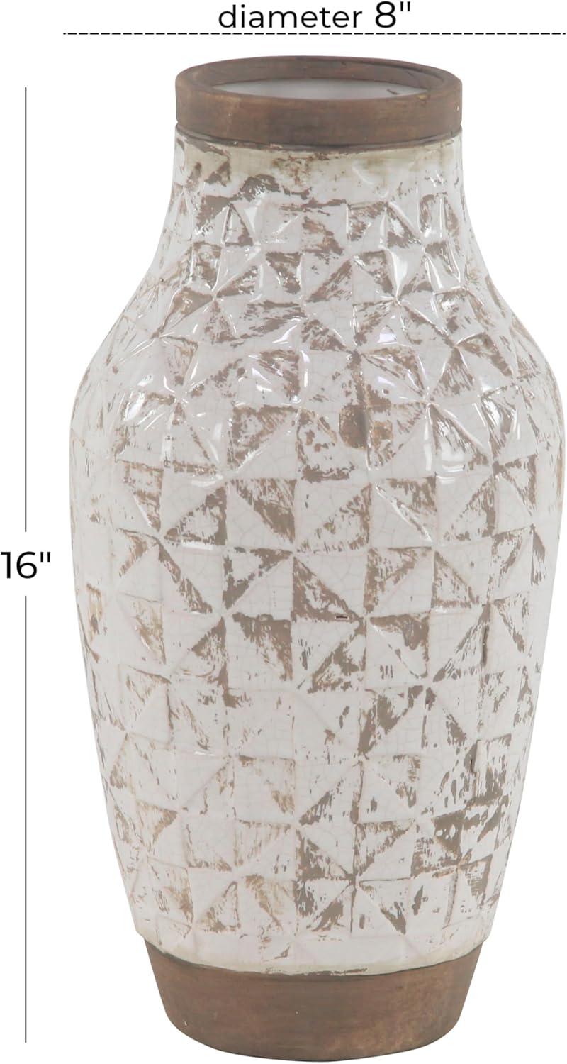 DecMode 16" White Ceramic Vase