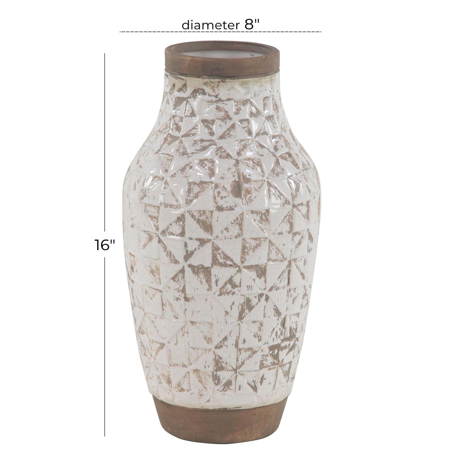 DecMode 16" White Ceramic Vase