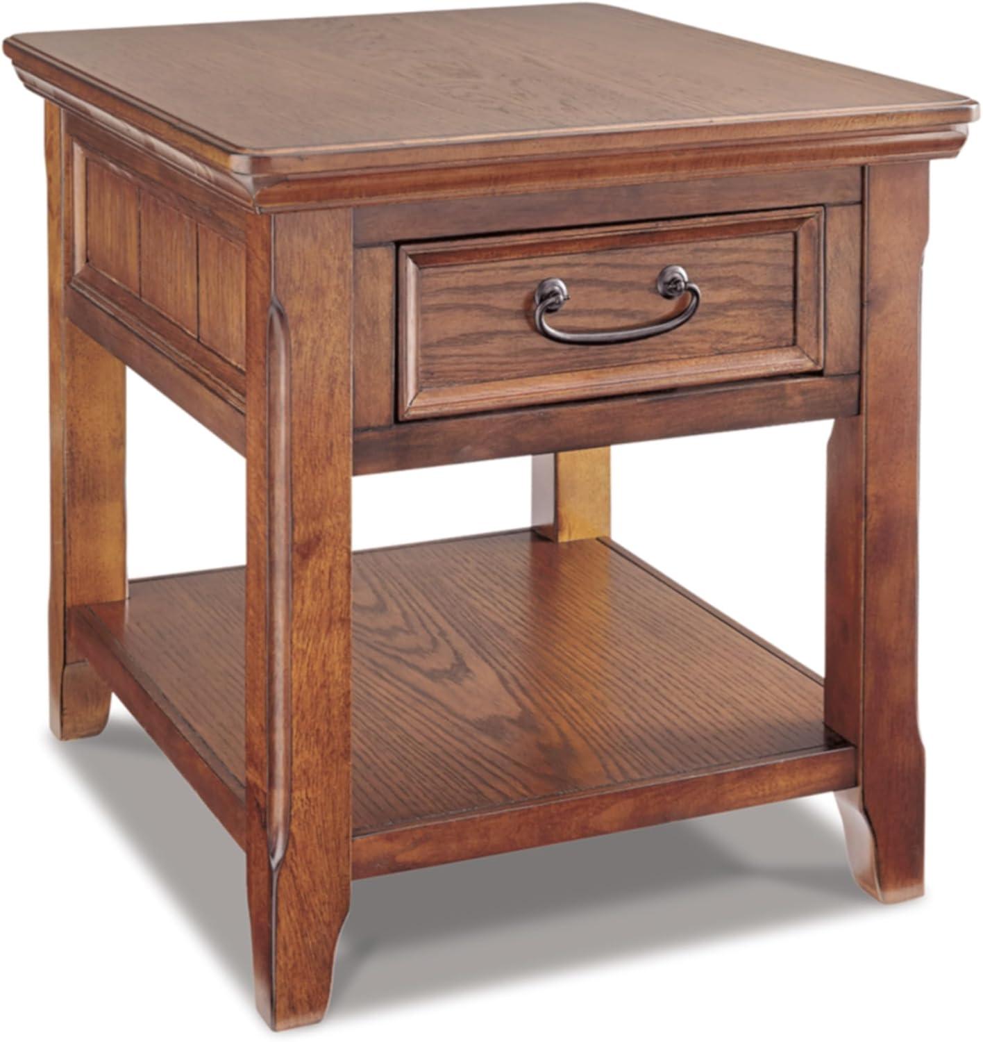 Woodboro Rustic Refined Brown Rectangular End Table with Storage