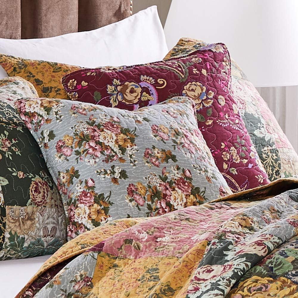 Antique Chic Floral Paisley Cotton Throw Pillow Set