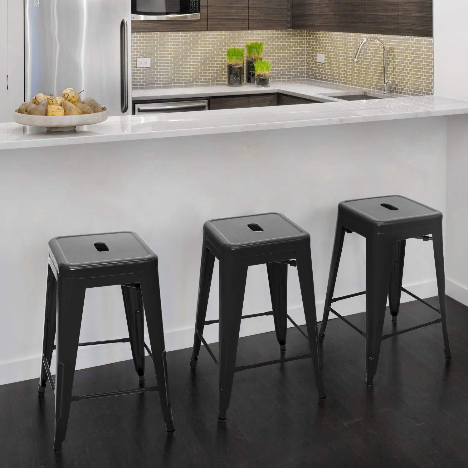 Williston Forge Kohki 24" Counter Stool Metal Bar Stools Counter Height Barstools Backless Indoor/Outdoor Bar Stools Kitchen Counter Stools Chairs(Set of 4)