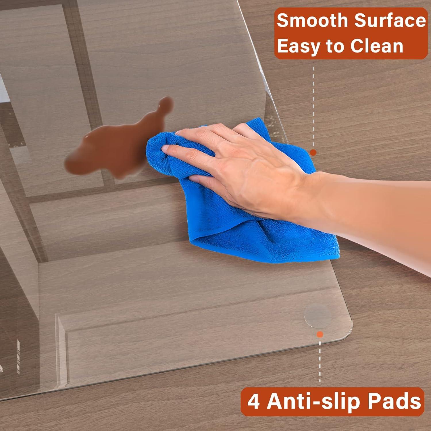 CONGUILIAO 36"x46" Tempered Glass Office Chair Mat for Carpeted or Floors, Effortless Rolling, Easy to Clean