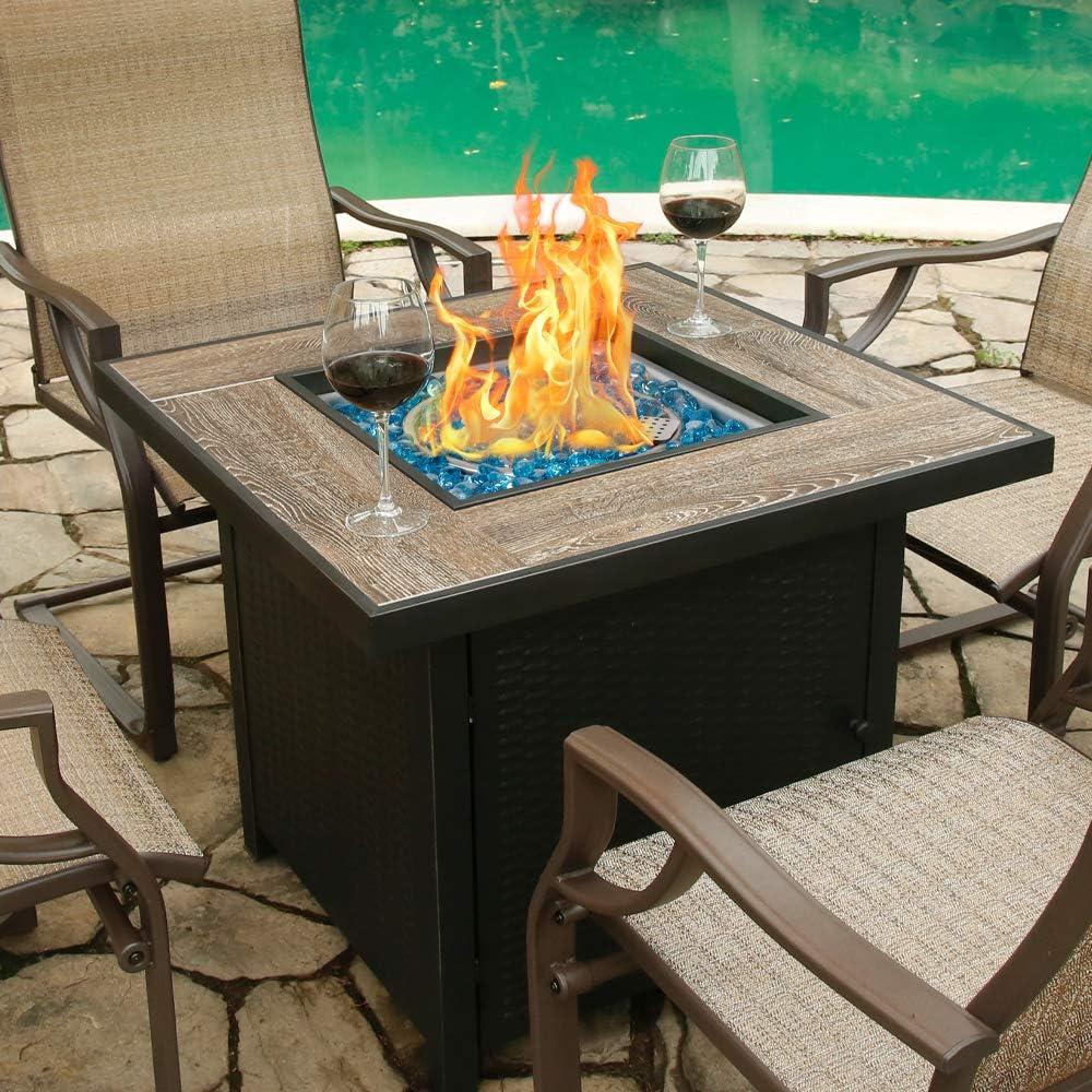 Gas Fire Pit Table Propane Fire Pit Table BALI OUTDOORS 30’’ Square Fire Pit Black Patio