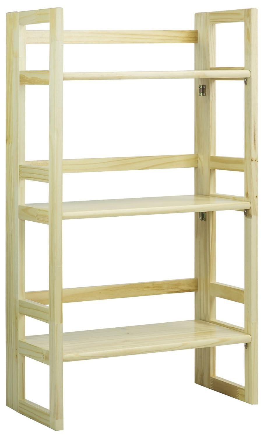 Casual Home 3 Shelf Folding Student Office Bedroom Living Room Bookcase, Natural