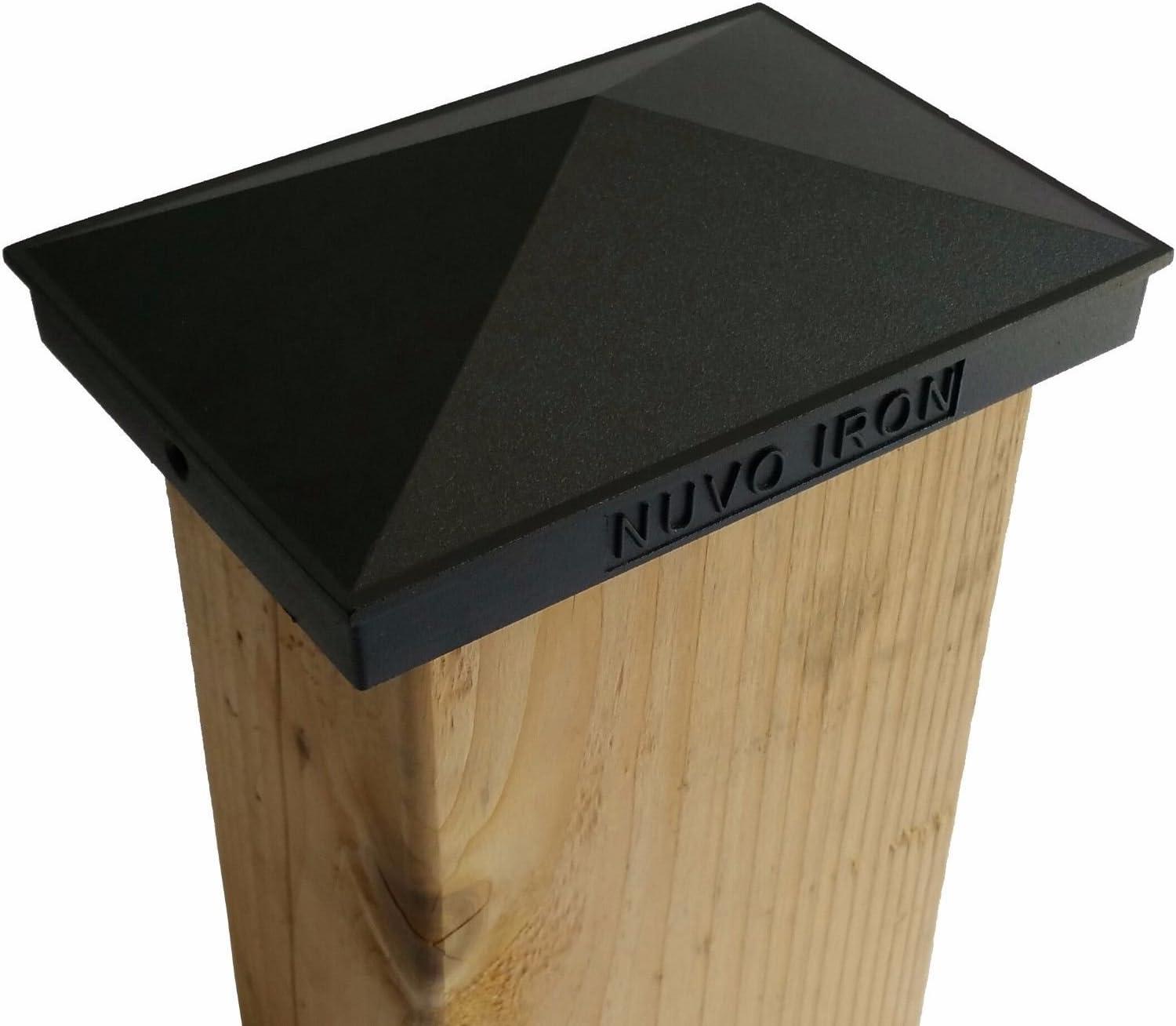 Nuvo Iron Decorative Pyramid Post Cap for 3.5" x 5.5" / 4" x 6" Posts - Black