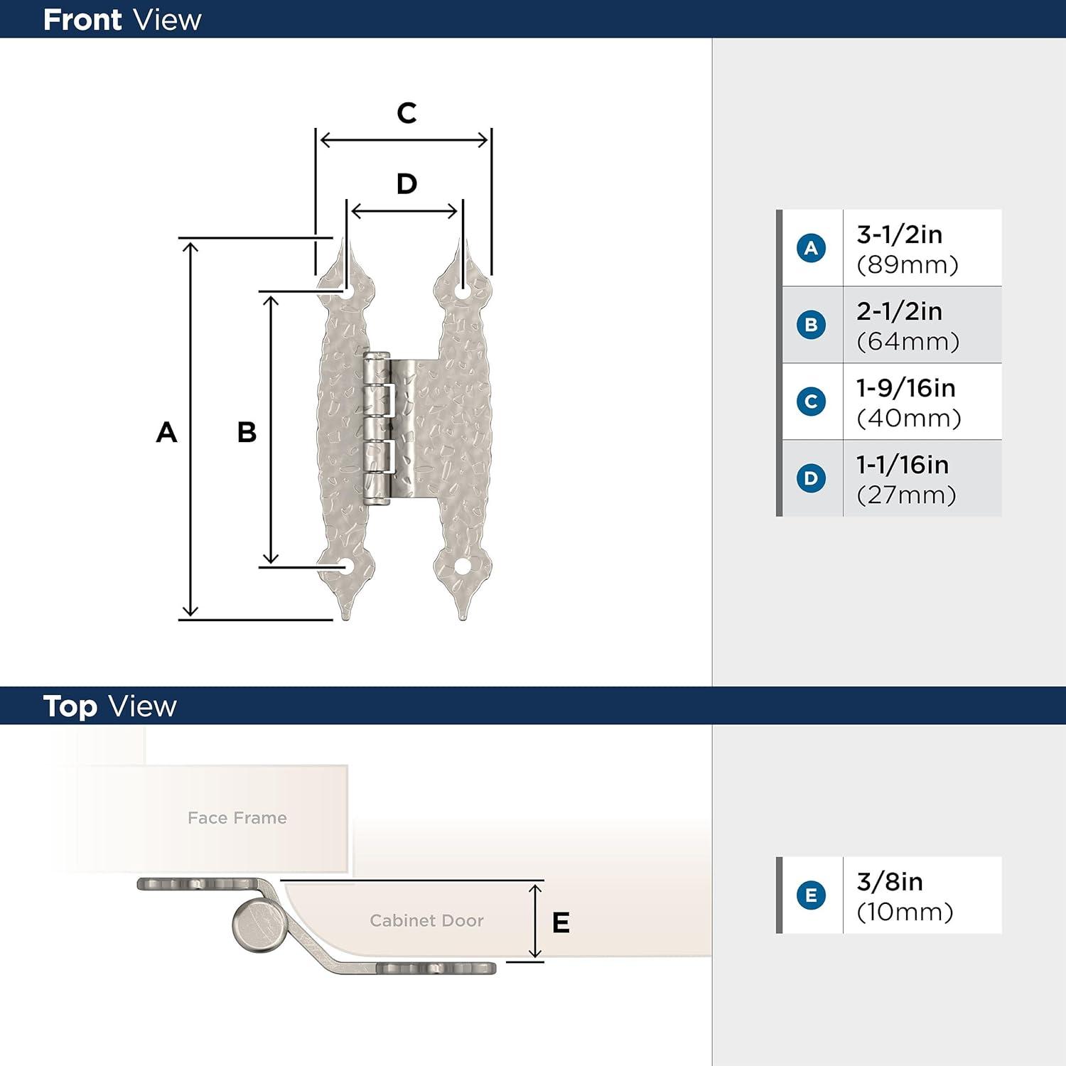 Satin Nickel 3/8 Inch Offset Decorative Cabinet Hinge