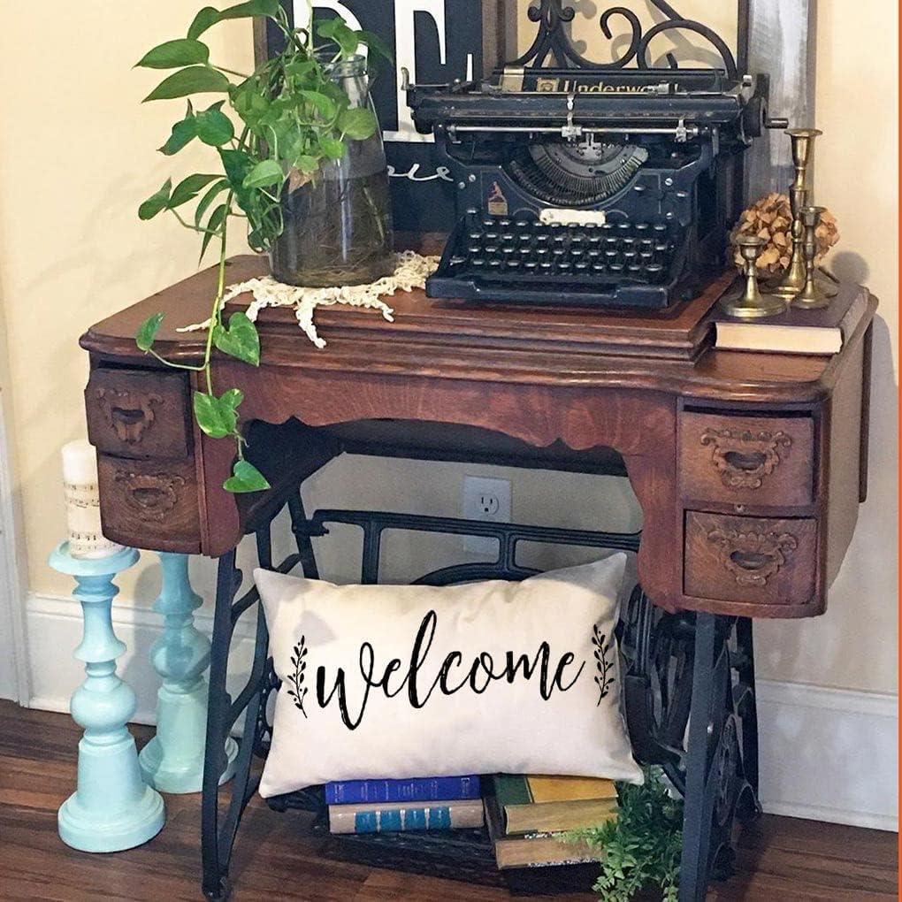 PANDICORN Welcome Throw Pillow Covers 12x20 Inch Modern Farmhouse Outdoor Front Porch Patio Decorations Lumbar Decorative Throw Pillows Cases Cushion Covers for Home Living Room Bedroom Couch Decor