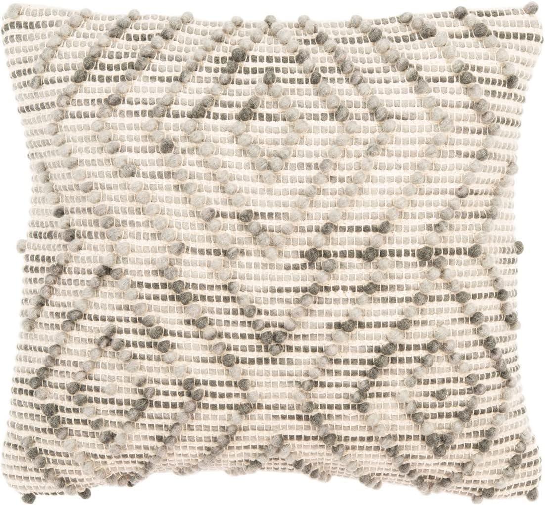 Adalia 20" Square Geometric Knit Pillow in Grey