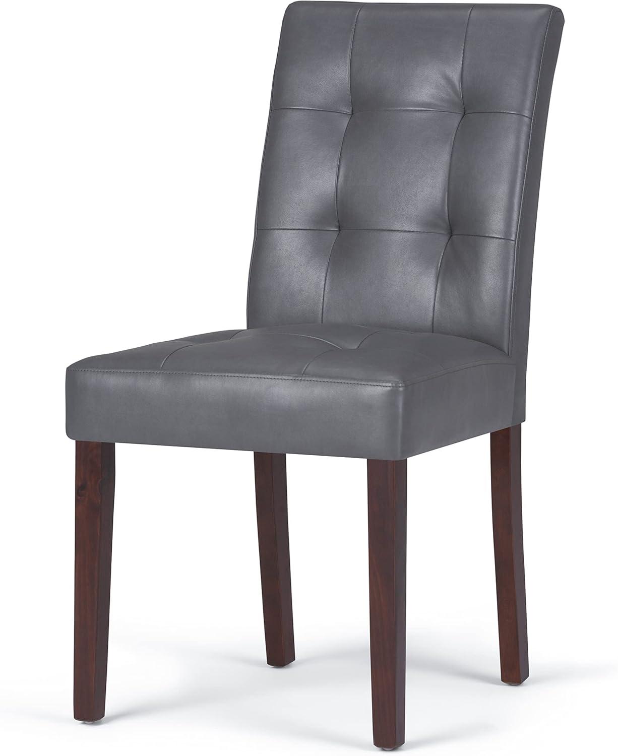 Stone Grey Faux Leather Upholstered Parsons Side Chair Set