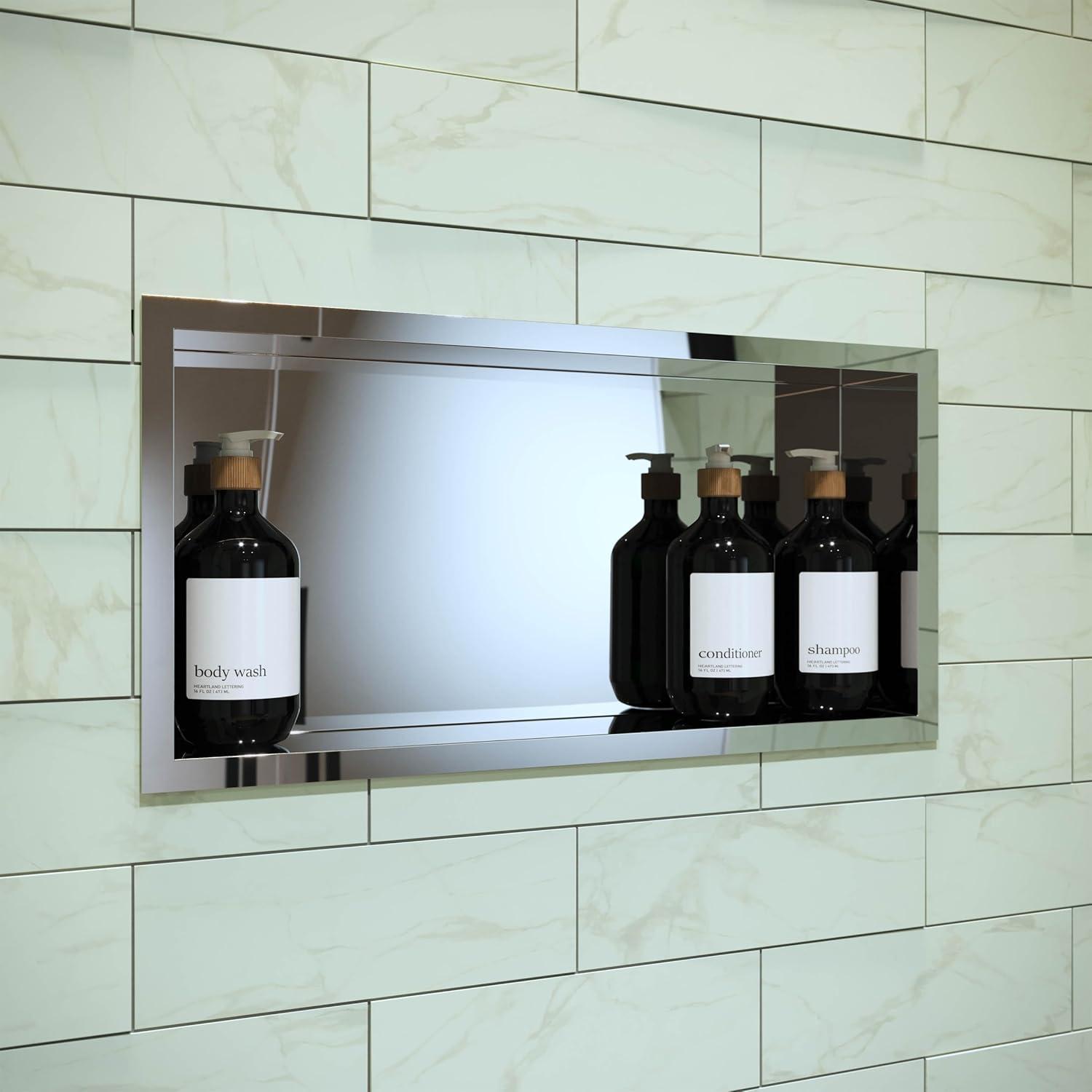 Voltaire 12" x 24" Stainless Steel Single Shelf Wall Niche