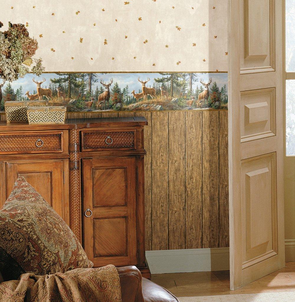 Chesapeake HTM48463B Fern Purple Whitetail Portrait Wallpaper Border