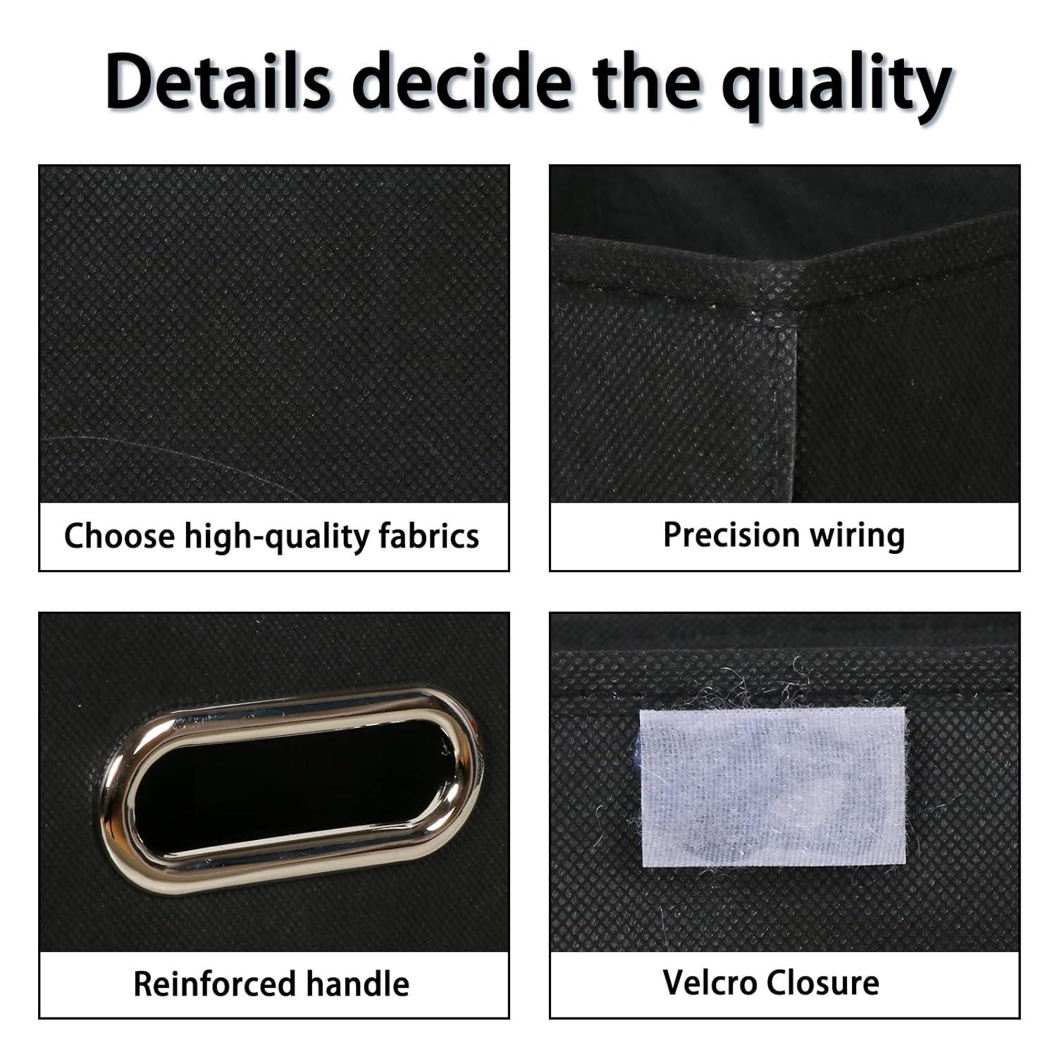 Fabric Storage Cube Bins with Lids Closet Organizers collapsible storage bins basket with Handles for Home,Storage Boxes for Organizing,3 Pack,(black)