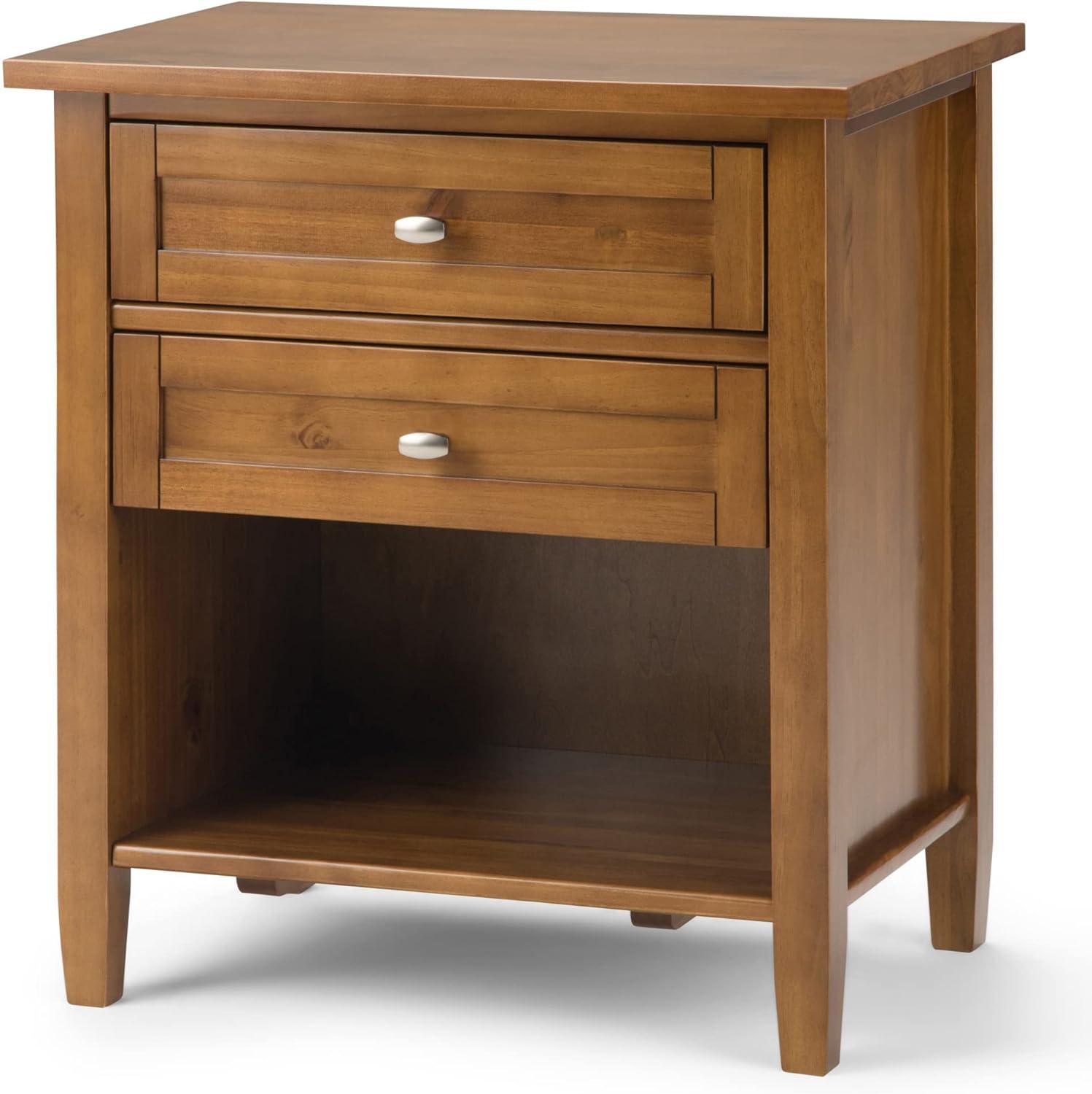 Simpli Home Warm Shaker 24"W Solid Wood Bedside Table with Two Drawers