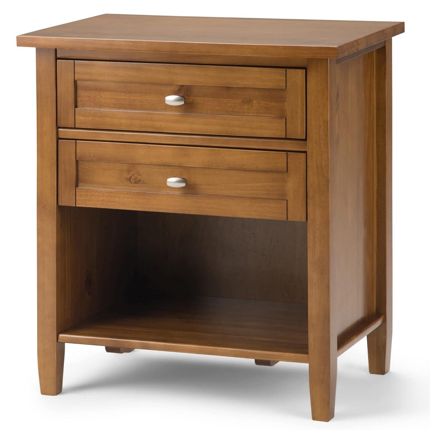 Simpli Home Warm Shaker 24"W Solid Wood Bedside Table with Two Drawers
