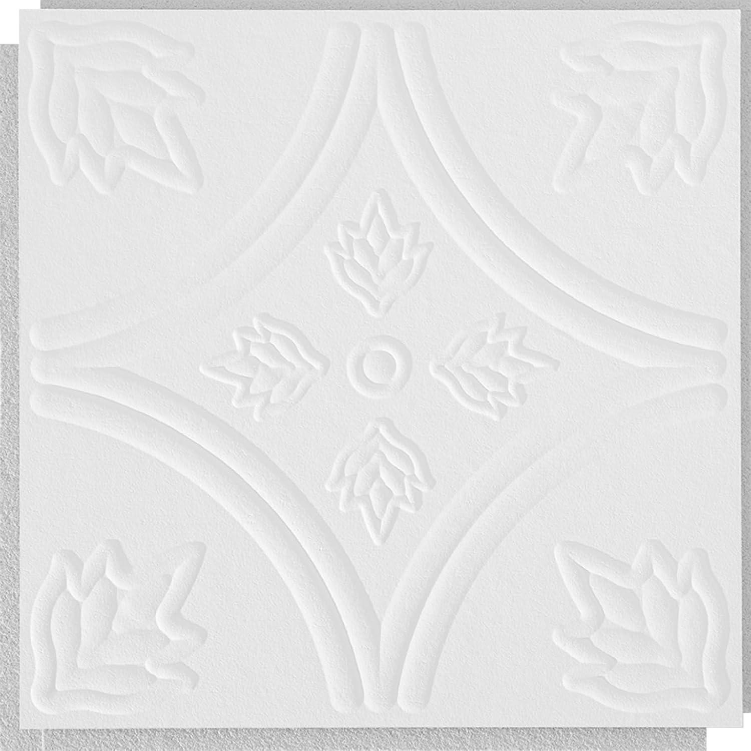 Armstrong 1x1 Circles Acoustic Ceiling Tiles for Surface Mounting, Glue Up, 40-tiles per pack, White