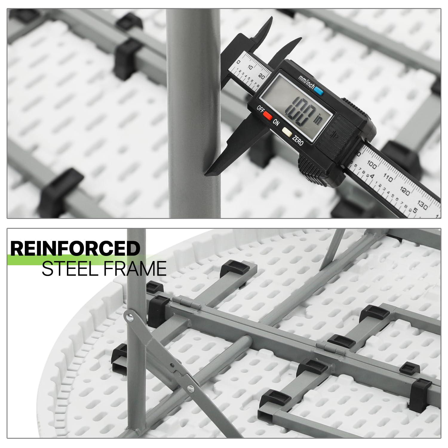 MoNiBloom Plastic Round Folding Table, Portable Foldable Party Banquet Table for Camping Dining Outdoor Picnic